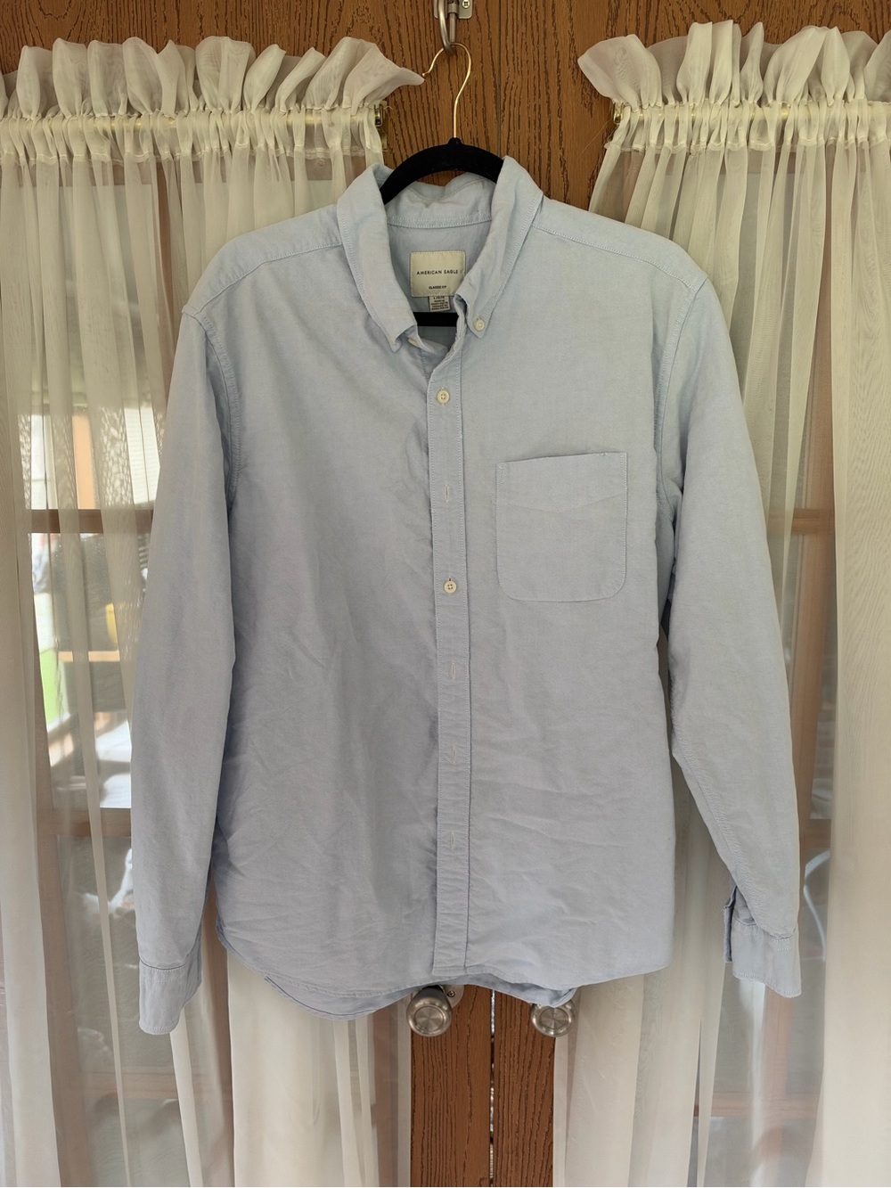 American Eagle Outfitters Pale Blue Button-Down Oxford Shirt